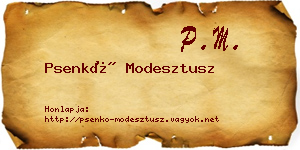 Psenkó Modesztusz névjegykártya